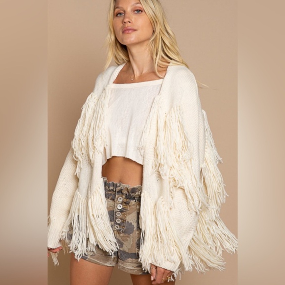 POL Fringe Knit Cardigan size Medium